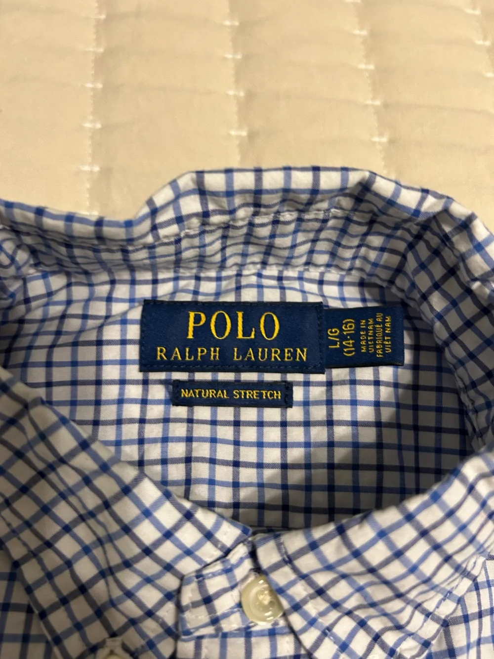 Ralph Lauren Navy and White Check Button-Down Shirt
